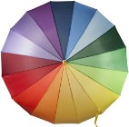 Umbrella with sixteen different coloured 190t nylon fabric panel