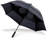 Storm-proof vented 210t polyester fabric umbrella with a metal f