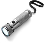 Metal pocket torch with a wrist strap and twelve LED lights, sup