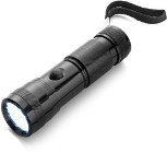 Steel pocket torch with fourteen LED lights, wrist strap and sup
