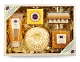 Bath set consisting of shower gel, soap, bath salt, nailbrush an