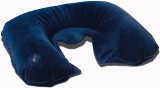 Inflatable velour travel cushion in velour pouch. - Available in