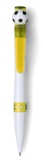 Football ballpen with white barrel, translucent coloured trim, b