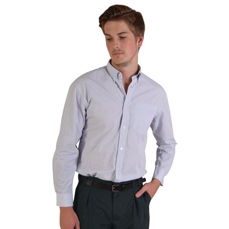 Cameron Shirt L/S - Stripe 8 - Avail in: White/sky/royal/black