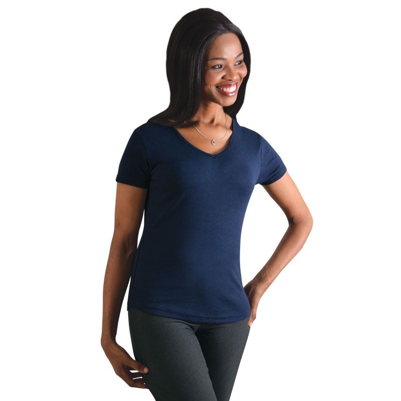 Ladies V-neck T-shirt - Avail in: Sky, Navy, Black, White