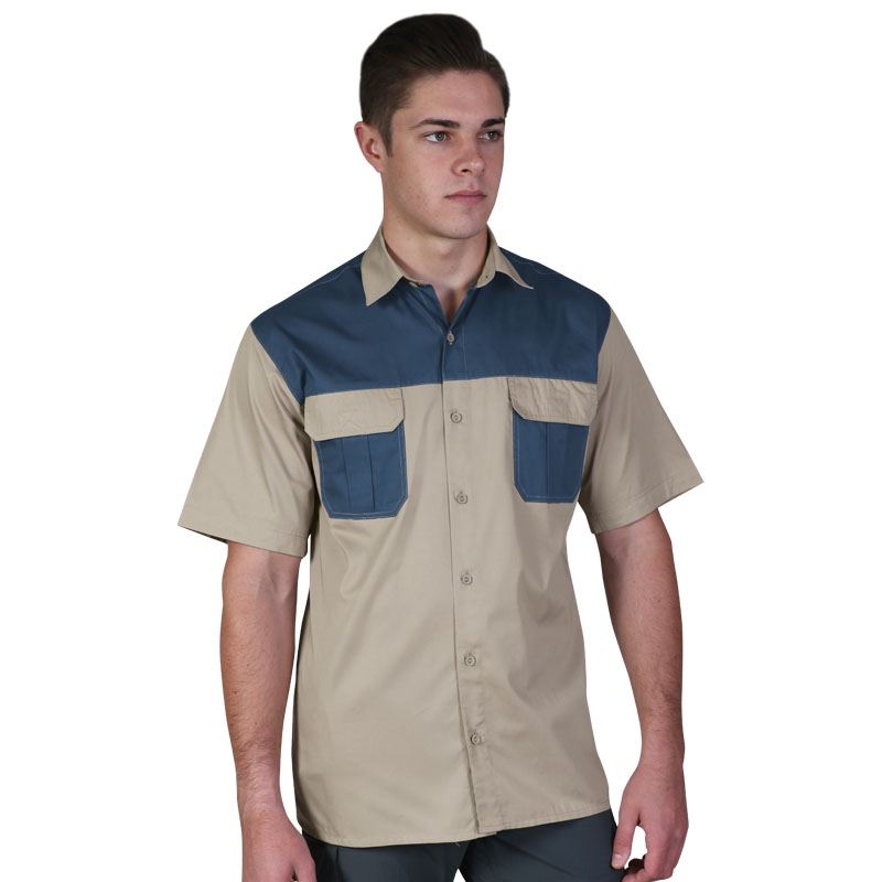 Mens Savannah Bush Shirt - Avail in: Khaki/Stone, Stone/Khaki, O