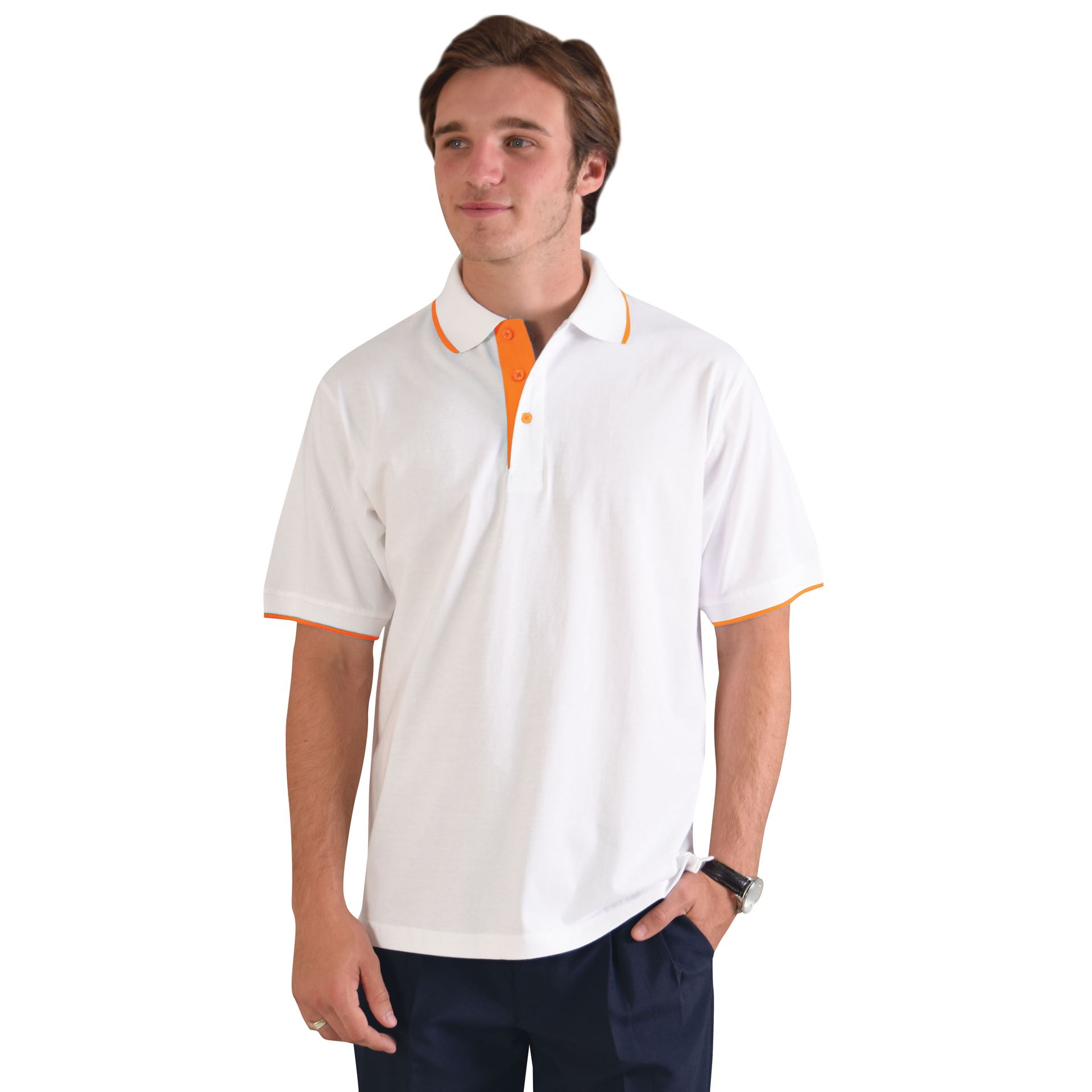 Trendy Polo - Avail in: White/Orange