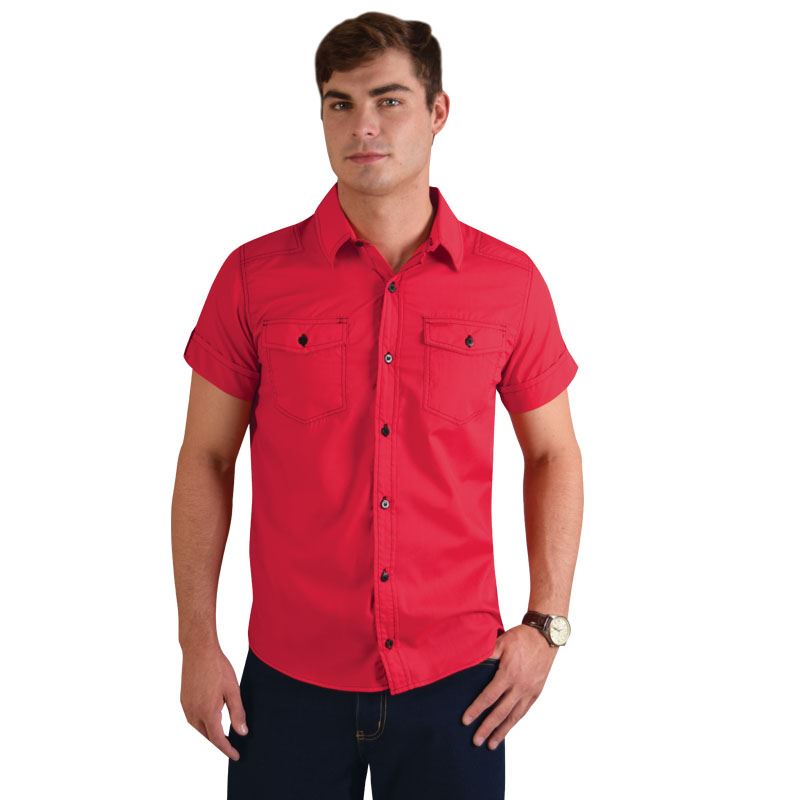 Mens Dynamic Woven Shirt - Avail in: Red/Black, Black/White, Nav