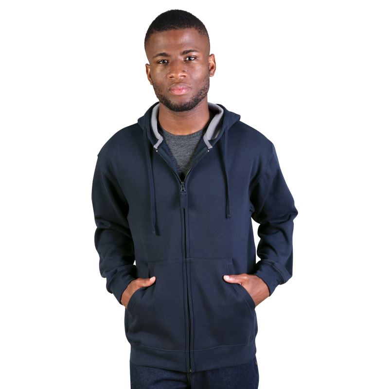 Zip Up Fleece Hoodie - Avail in: Navy/Grey, Black/Grey, Graphite