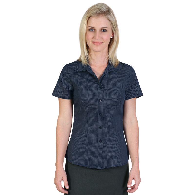 Roselina Blouse S/S - Check 1 - Avail in: Bottle, Black, Navy