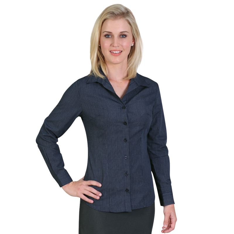 Roselina Blouse L/S - Check 1 - Avail in: Bottle, Black, Navy