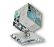 Crystal - Award - Rotating Cube On Base - 80 X 80 X 80mm