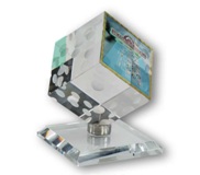 Crystal - Award - Rotating Cube On Base - 80 X 80 X 80mm Crystal - Award - Rotating Cube On Base - 80 X 80 X 80mm