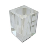 Crystal - Sqaure Penholder - 70 X 70 X 100mm + Slice Crystal - Sqaure Penholder - 70 X 70 X 100mm + Slice