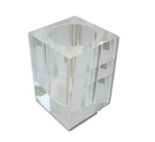 Crystal - Sqaure Penholder - 70 X 70 X 100mm + Slice