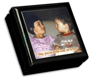 Jewelry Box With Black Wood Trim And Tile Insert Jewelry Box With Black Wood Trim And Tile Insert