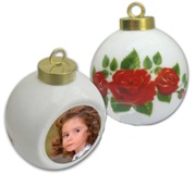 Ceramic Xmas Photo Ornament With Metal Insert