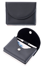Leather business cardholder with pen