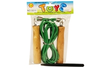 Toy Skipping Rope With Wooden Handles In Polybag - Min Order - 1