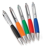 Silver ballpoint pen soft grip-Green