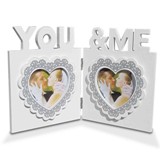 Wood Heart Double Frame - You & Me