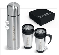 Twice-as-Nice Flask and Stainless Steel Mugs Set