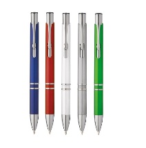Plastic pen with silver ring details