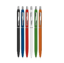 Slim metal ballpen with rubber-feel finish