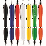 "Contoured" ball pen with a solid colour finish.