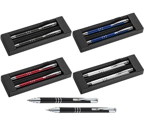 Metal pen and pencil set in a black gift box