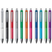 Plastic ball pen with sparkling dot grip zone