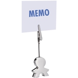 Metal memo holder with steel wire and a metal clip.