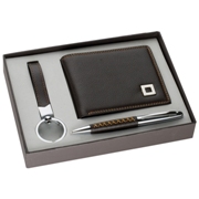 3-piece executive PU gift set with key ring, ball pen and wallet