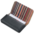 Stripe design PU business card holder with magnetic closure.