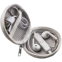 Bluetooth earphones in pouch