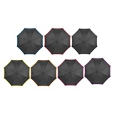 Black pongee umbrella with colour edges.