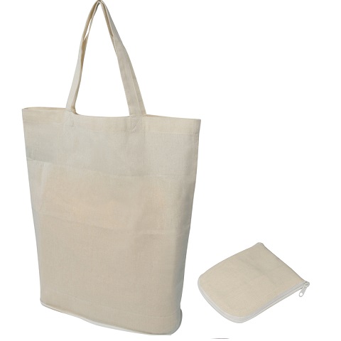 Fold-up cotton shopper (140g / m²) with carry handle.