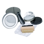 Compact shoe polish kit.