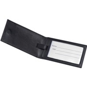 PU luggage tag with black-lacquered metal plate