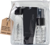 Travel bath set with shower gel (30ml), body lotion (25ml) and b