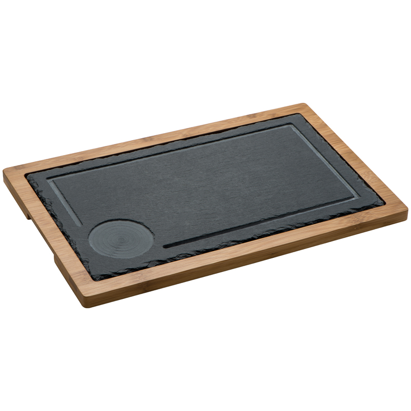 Bamboo serving plate/platter with slate board