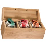 Bamboo tea box. Excludes tea bags.