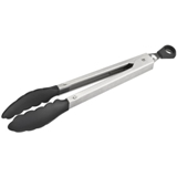 Kitchen/Braai tongs made of stainless steel and silicone.