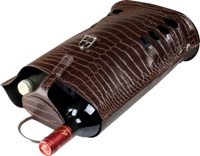 Croc design wine carrier for 2 bottles. Features a padded bottle