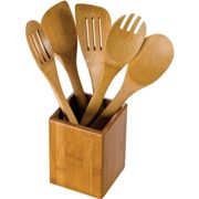 6-piece Bamboo utensil set in holder.