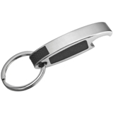 Metal key ring/bottle opener with black accents. Packed in a bla