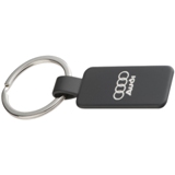Black lacquered metal key ring - silver finish engraving effect.