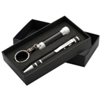 Gift set with key ring/3 LED torch and a metal screwdriver.