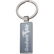 Metal key ring with black-mirror backround.