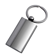 Rectangular metal key ring in a gun metal colour finish - suppli